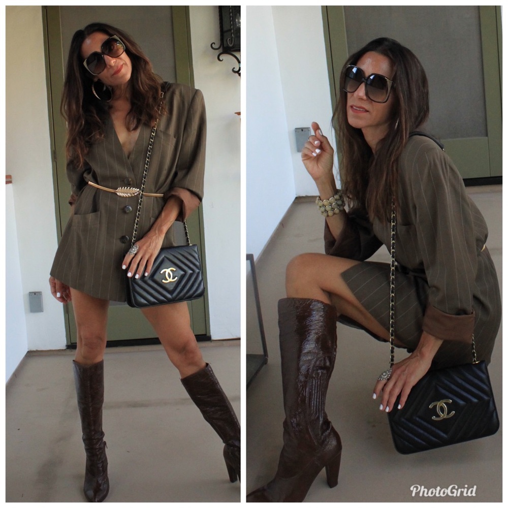 Vintage 80s oversized Blazer coat dress XS-S-M